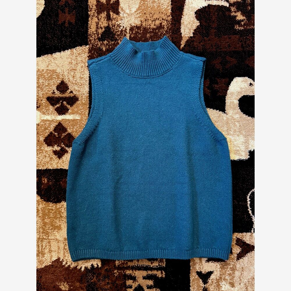LOFT Forest Green Sleeveless Mock Neck Sweater Women's Medium Soft Layering